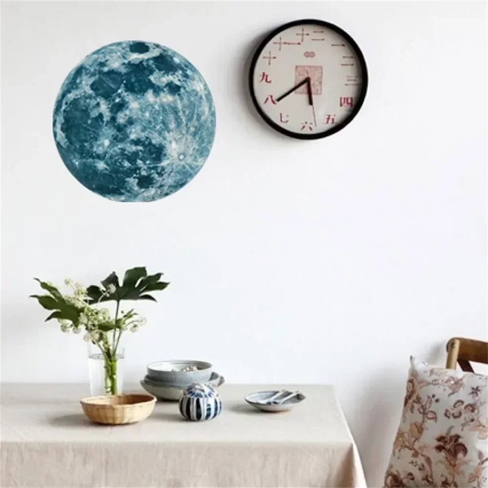 5-40cm Luminous Moon Sticker PVC Waterproof Green Blue Pink Glowing Moon Sticker Home Glow in The Dark Wall Decoration Stickers