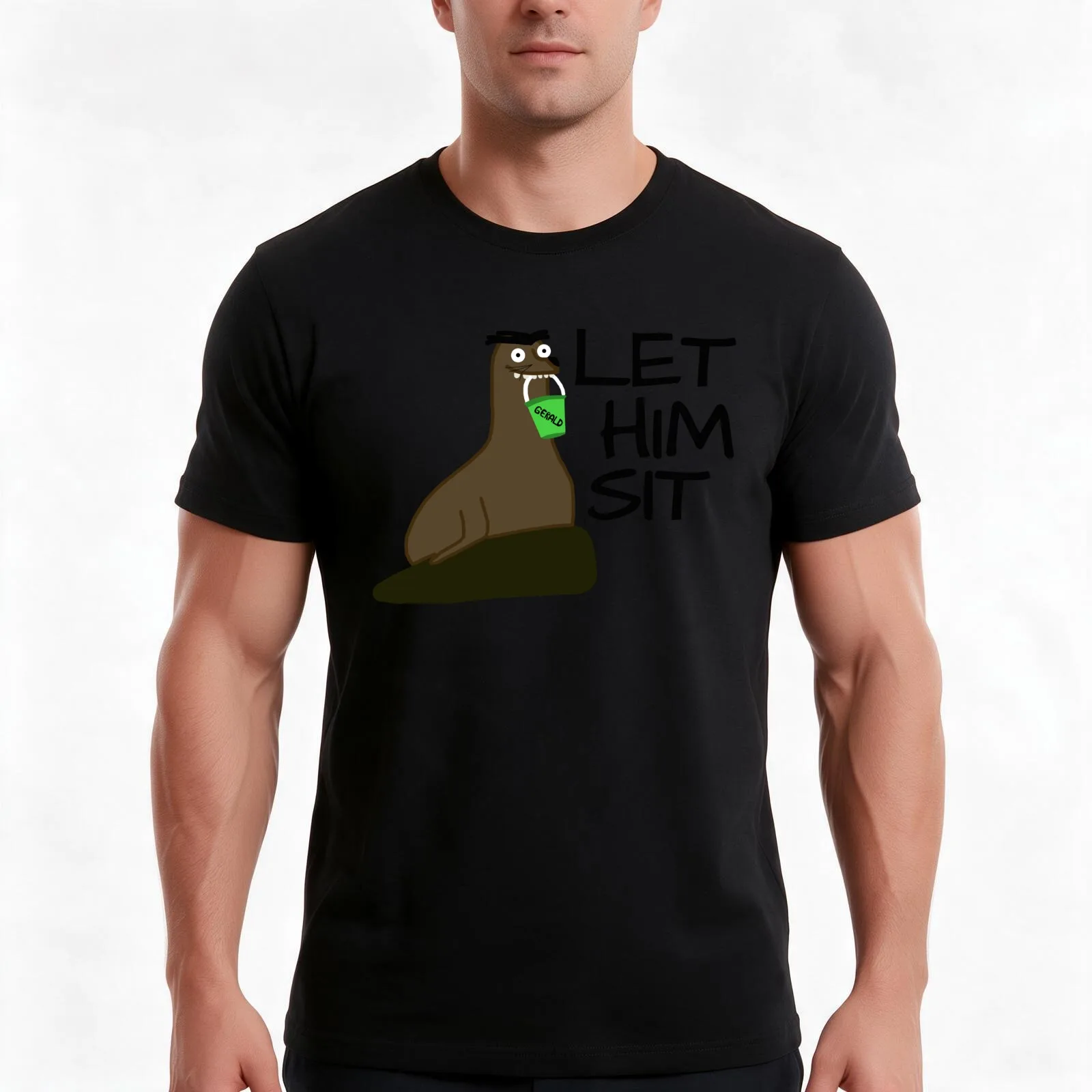 Let Gerald Sit T-Shirt, Summer Casual Cotton Tee, Oversized Streetwear Tops, Vintage Graphic Print, Loose Fit Short Sleeve