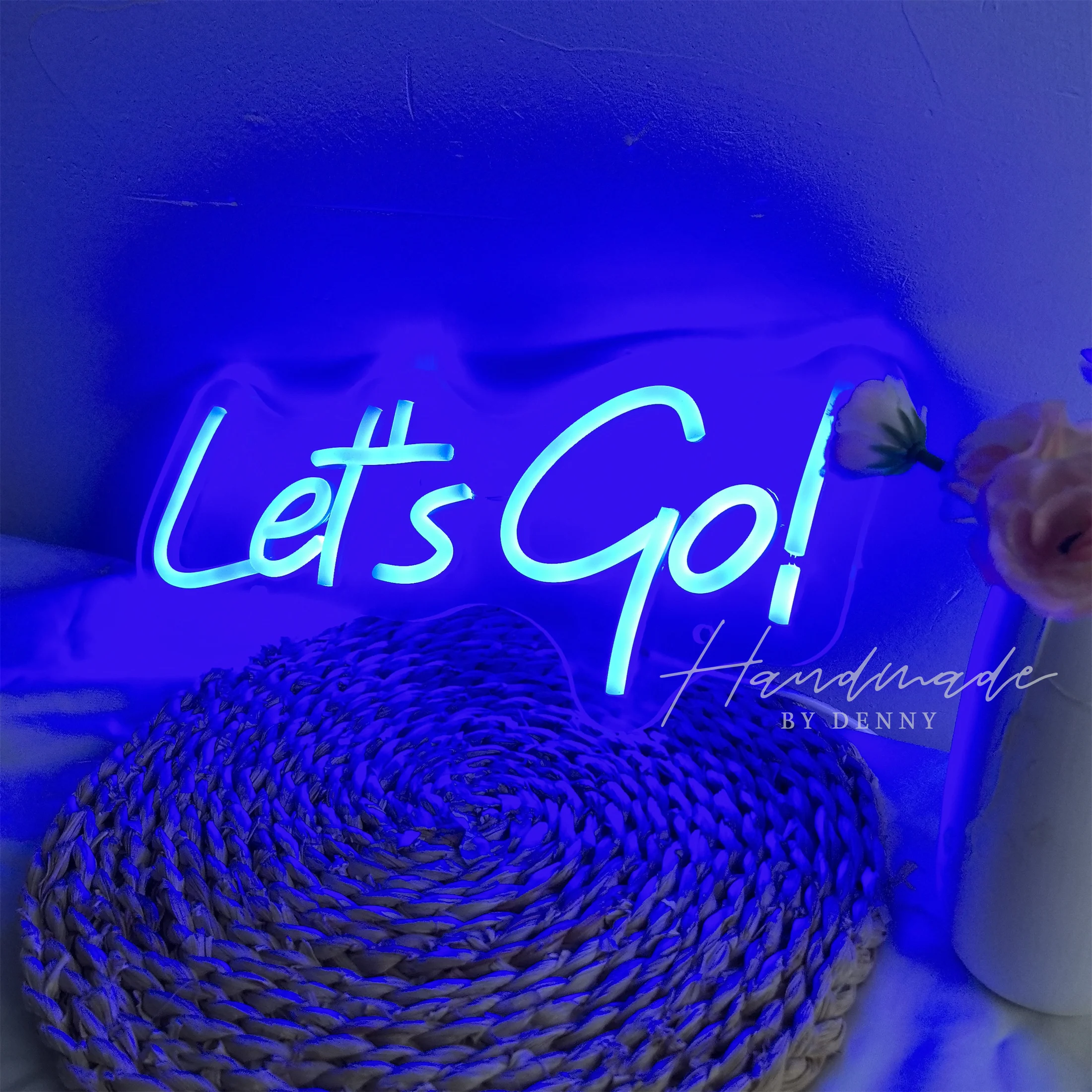 

Неоновая вывеска "Let's Go" синего цвета, для спальни, декора комнаты, свадебного декора, вывеска для бара, светодиодные неоновые светильники для подарков на день рождения, ночник