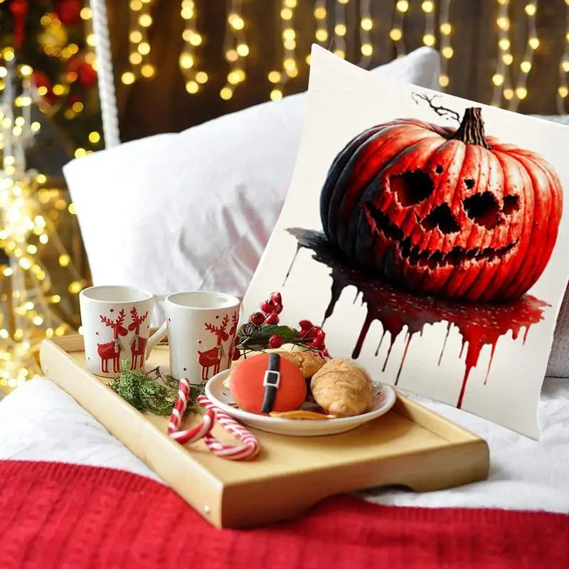 Halloween Pillow Covers Halloween Gothic Horror Cushion Cover 45 X 45 cm Linen Throw Cushion Case Trick Or Treat Home Decoration