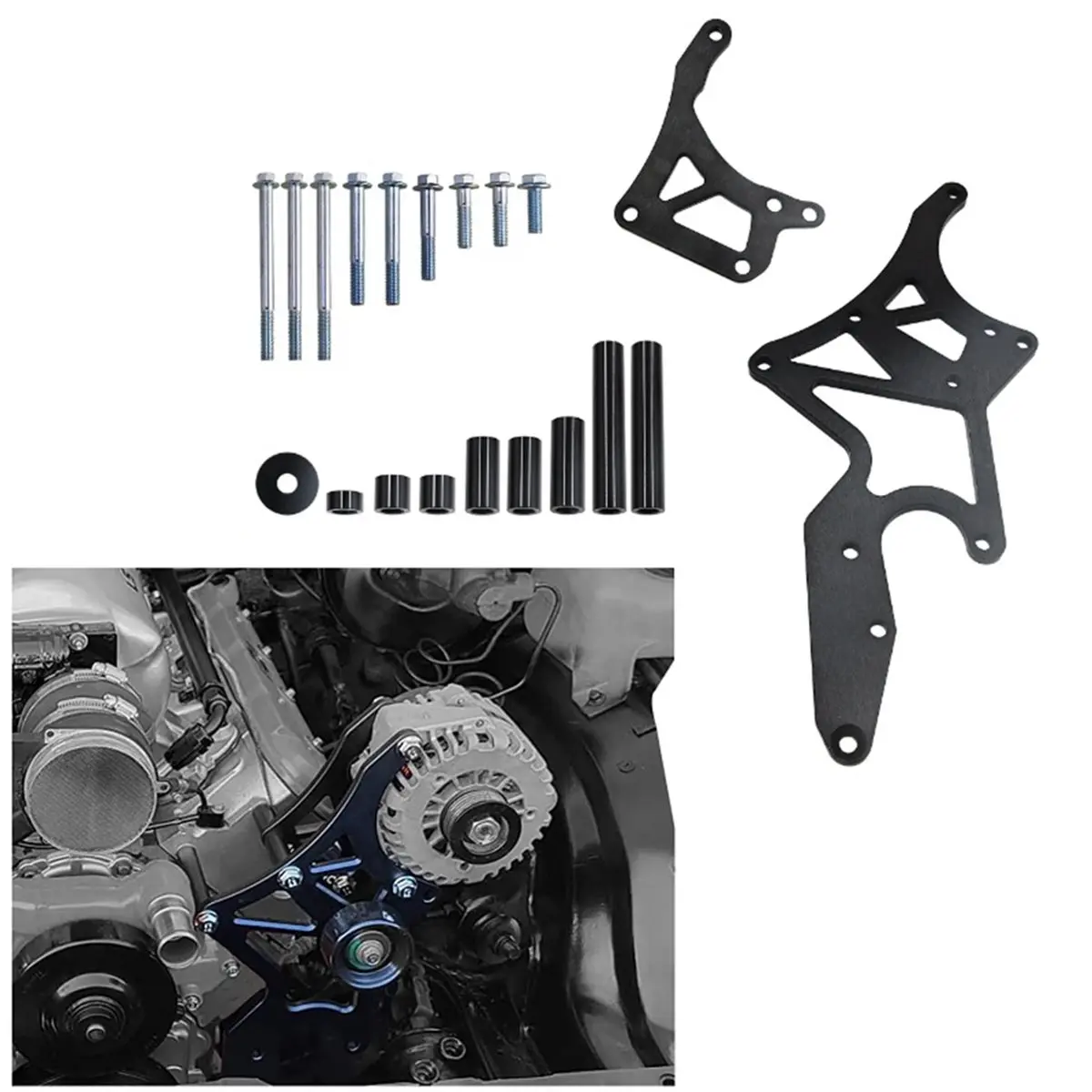 11-LS Engine Serpentine Alternator Bracket & Power Steering Pump Swap Conversion for Chevrolet LS1 LS2 LS3 LS6 LS7 Engines