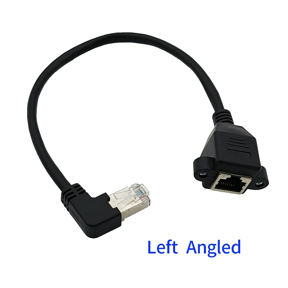 30 سنتيمتر RJ45 ذكر الزاوية اليمنى/اليسرى إلى RJ45 أنثى لوحة جبل إيثرنت LAN شبكة تمديد كابل محول #3