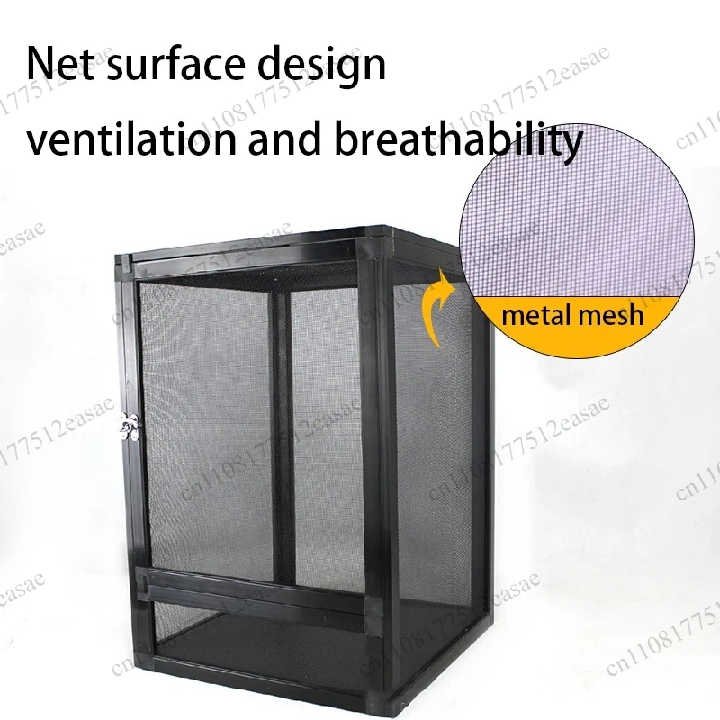 Tall Landscape Ecological Reptile Terrarium, Front Opening Breeding Cage With Metal Mesh Door For Rainforest Reptile Habitats
