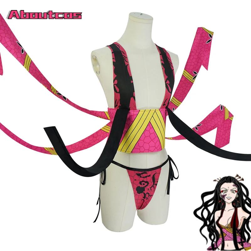 

Anime Demon Slayer Kimetsu no Yaiba Daki Cosplay Costume Halloween Party Clothing Accessories Sexy Red Uniform Girls Women