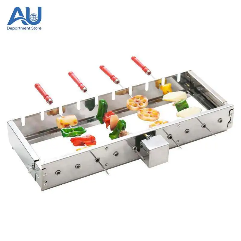 

Automatic Rotating Barbecue Grill with Adjustable Width, Commercial Stainless Steel Fully Automatic Barbecue Machine