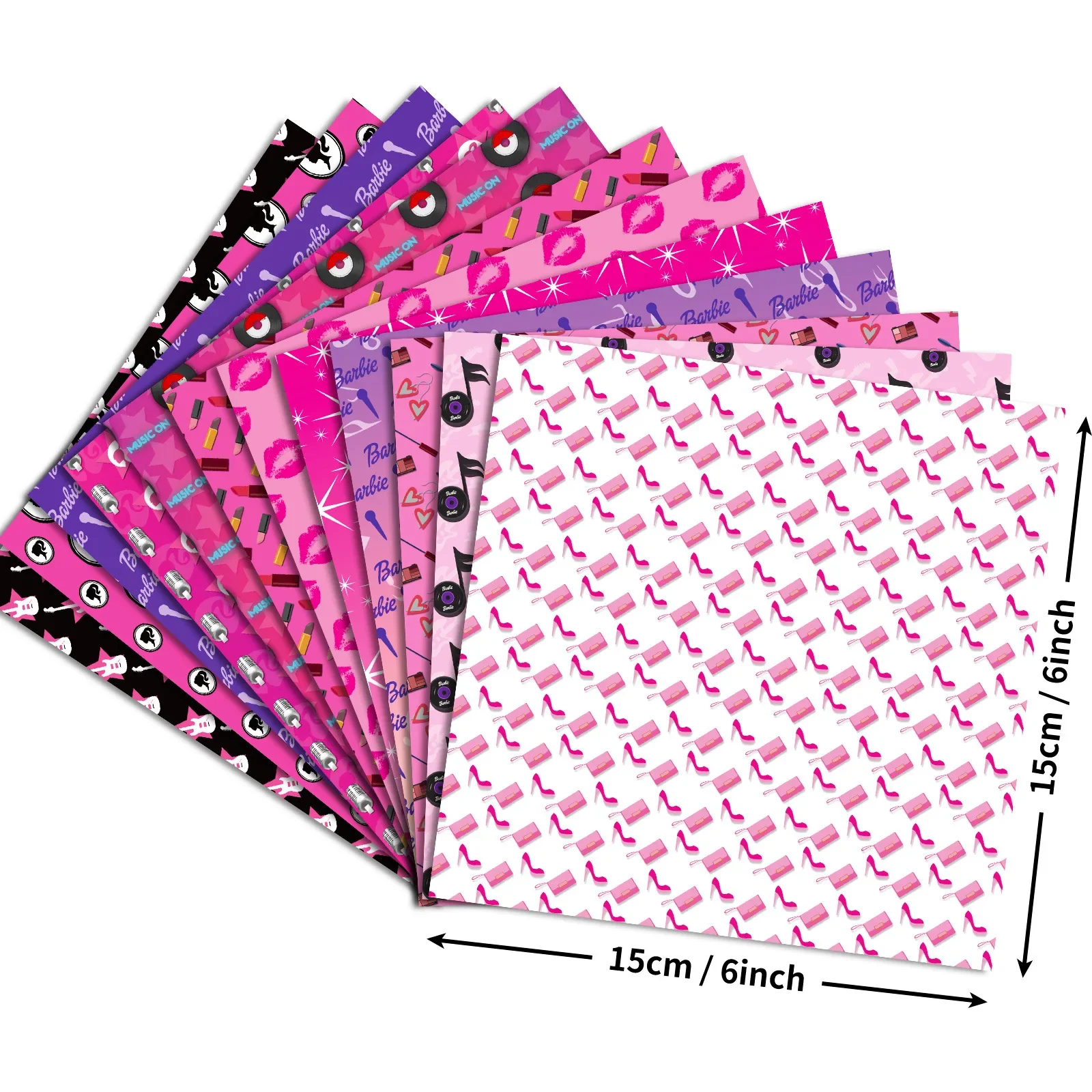 12 fogli 15*15cm Barbie Pink Handbook materiale carta colorata creativo semplice manuale Base materiale cartaceo fogli di carta colorati