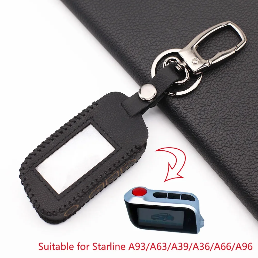 New Latest 100% Leather Key Case for Starline A93 A63 Car Alarm Remote Controller LCD Keychain Cover Accessories