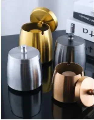 

Simple Stainless Steel Ashtray Silver Ashtrays Ash Storage Container Office Desktop Decoration Ornaments Modern Home Decoration