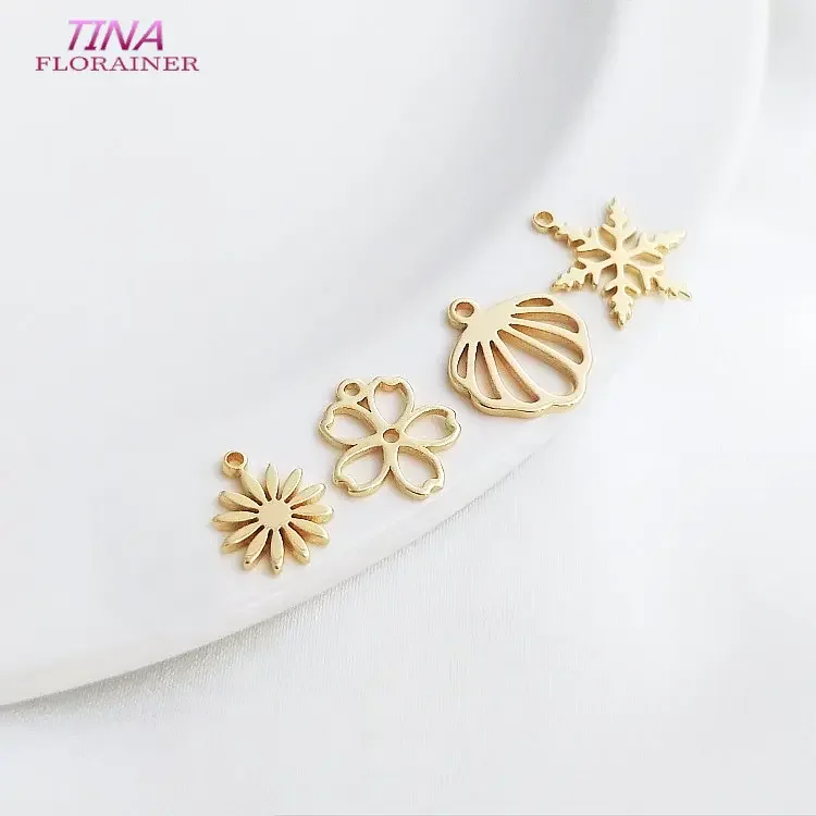 10PCS 14K Gold Color Plated Brass Snowflake Flower Pendants For Jewelry Making Handmade DIY Earring Charms Findings Components