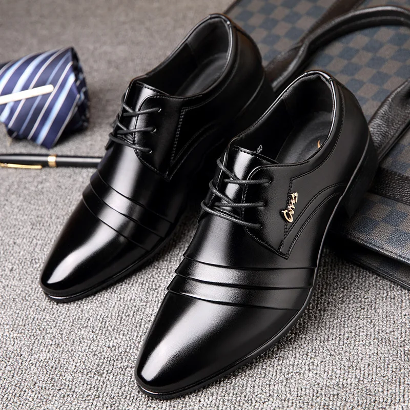 2021 New Fashion Mens Leather Shoes Wedding Business Dress Nightclubs Oxfords Breathable Working Lace Up Shoes