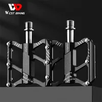 WEST BIKING Lightweight Bicycle Pedals Road Bike Flat Pedals 3 Bearings Titanium/CR-MO Shaft Ultralight Non-Slip Racing Pedals