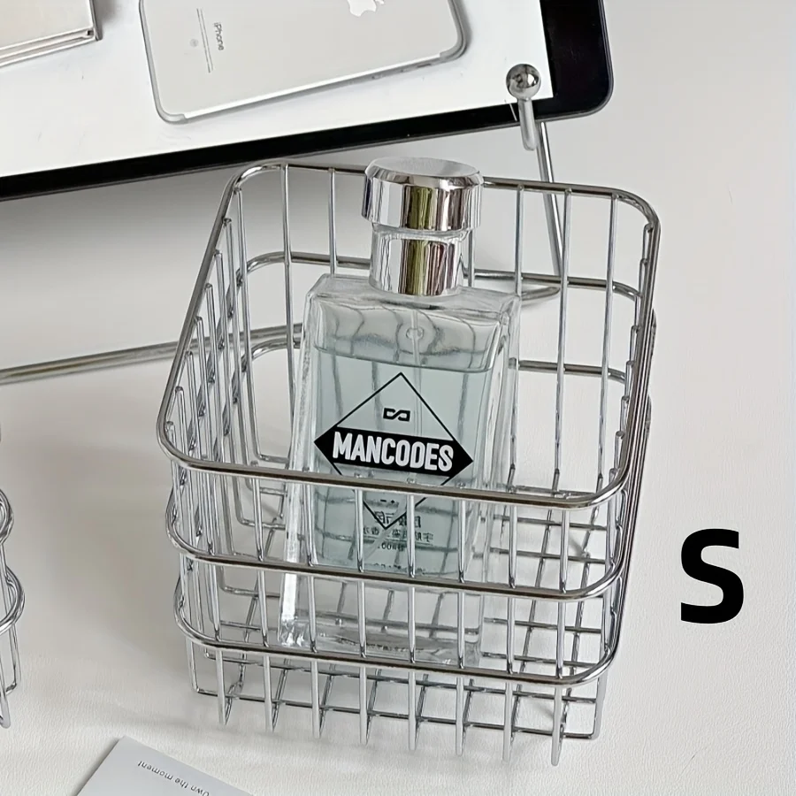 Panier de rangement en acier inoxydable, organisateur polyvalent pour salle de bain, cuisine, bureau