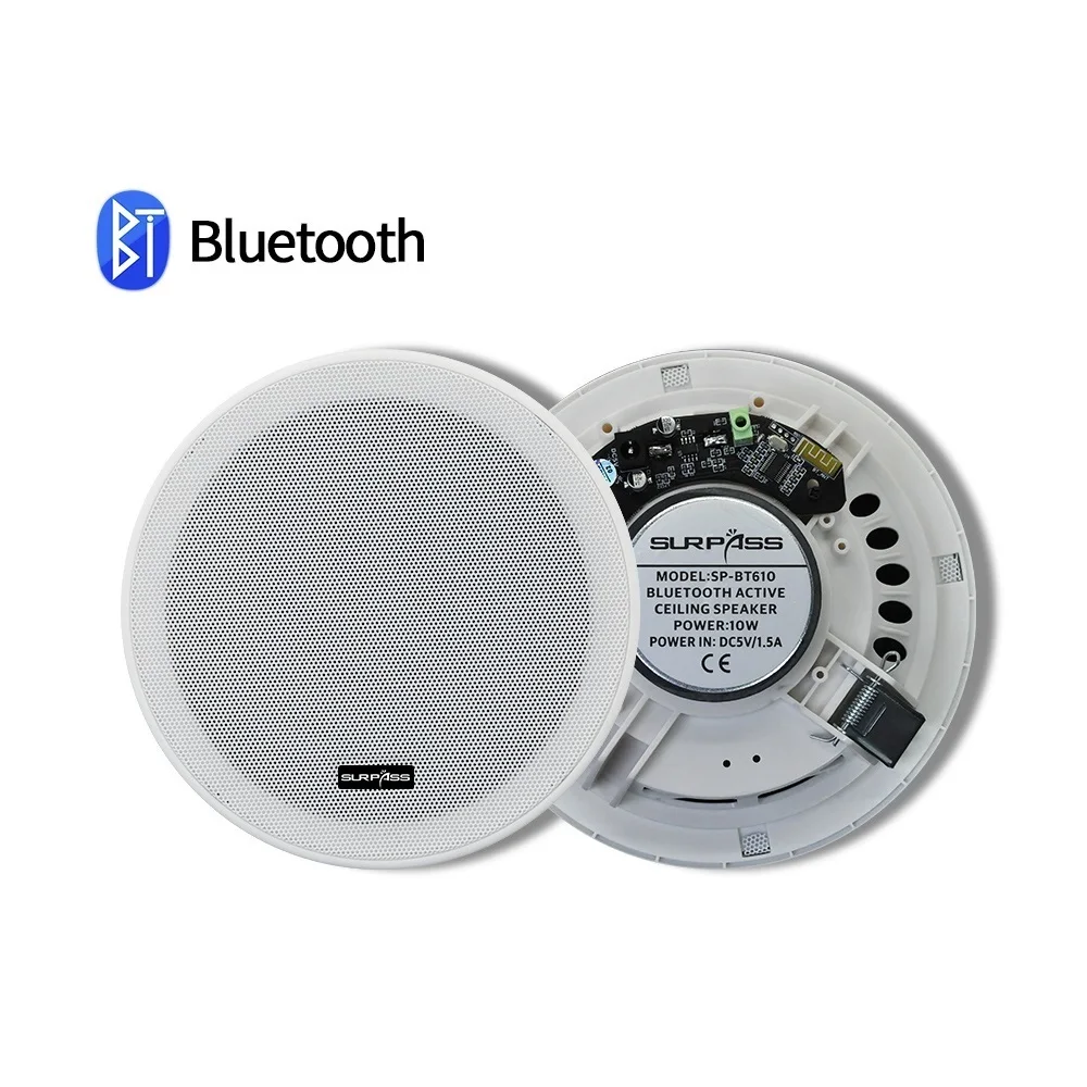 Top! 10W Bluetooth Ceiling Speaker 6 Inch 3D Stereo Built-in Flush Mount Home Theater Speaker Amplifier In-Wall Speaker For