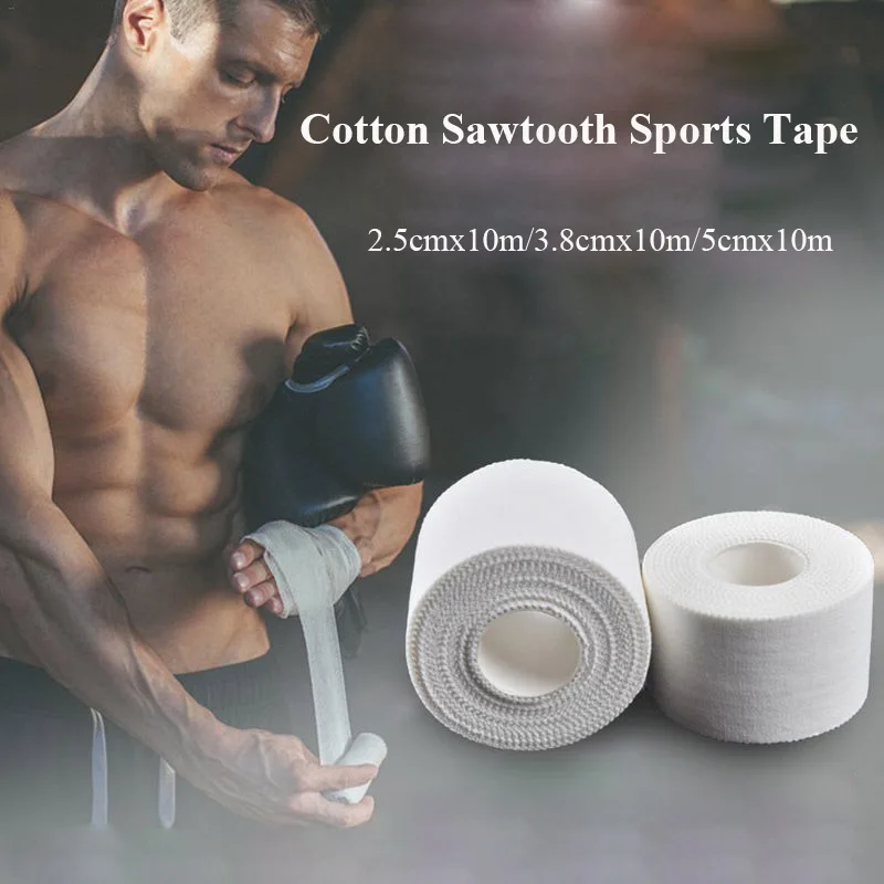 3Rolls White Cotton Self Adhesive Sports Tape Athletic Kinesiology Bandage For Knee Wrist Ankle Muscle Strain Injury Protection