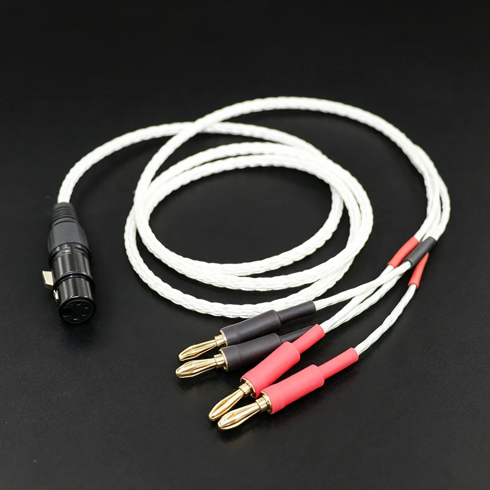 aouyade-4ピン-xlr-オス-メス-デラックス-バナナプラグ-16芯-occ-銀メッキ-hifi-スピーカーケーブル