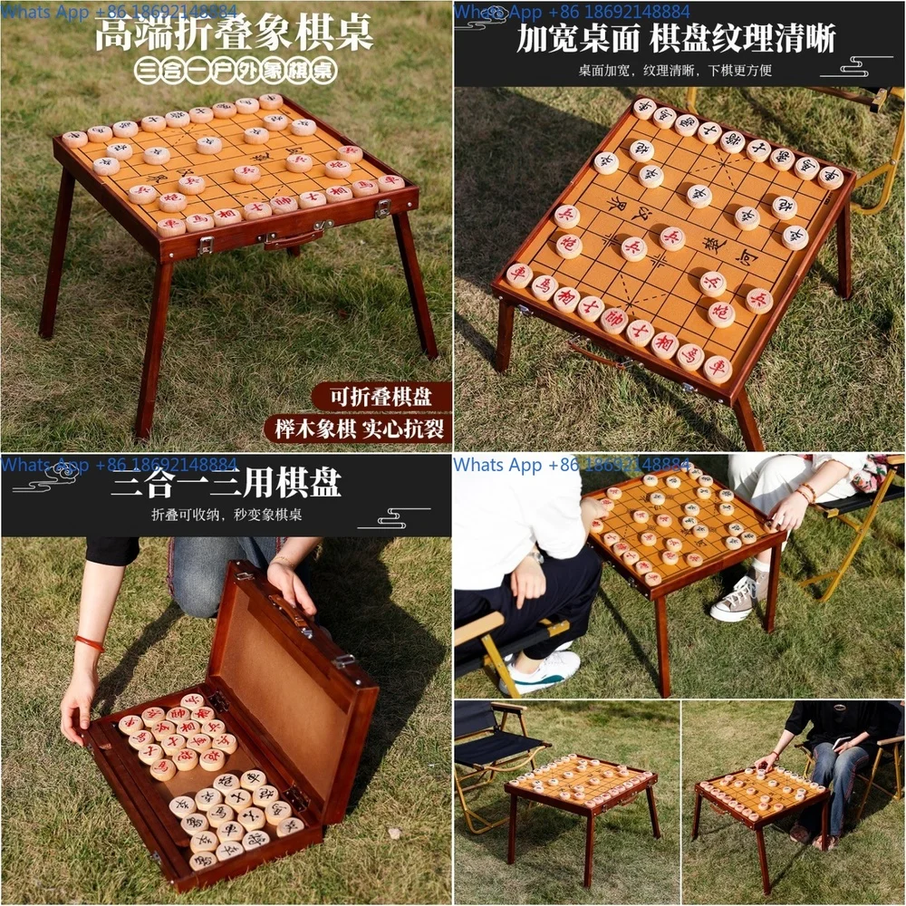 

Портативный складной деревянный шахматный столик для использования на открытом воздухе, дорожный набор для взрослых и студентов