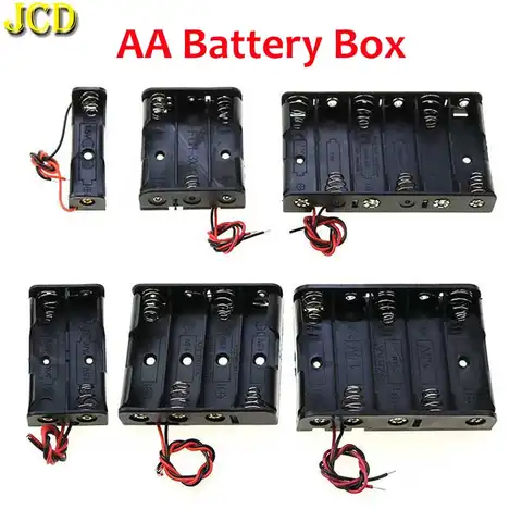 JCD 1/2/3/4/5/6 Slot AA Battery Case AA Battery Box AA Battery Holder Socket 14500 AA DIY Leads With 1 2 3 4 5 6 Slots