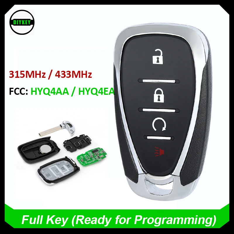 DIYKEY Smart Remote Key Fob for Chevy Equinox Sonic Trax Volt Bolt Chevrolet Cruise Traverse 315MHz HYQ4AA 433MH HYQ4EA 13585728