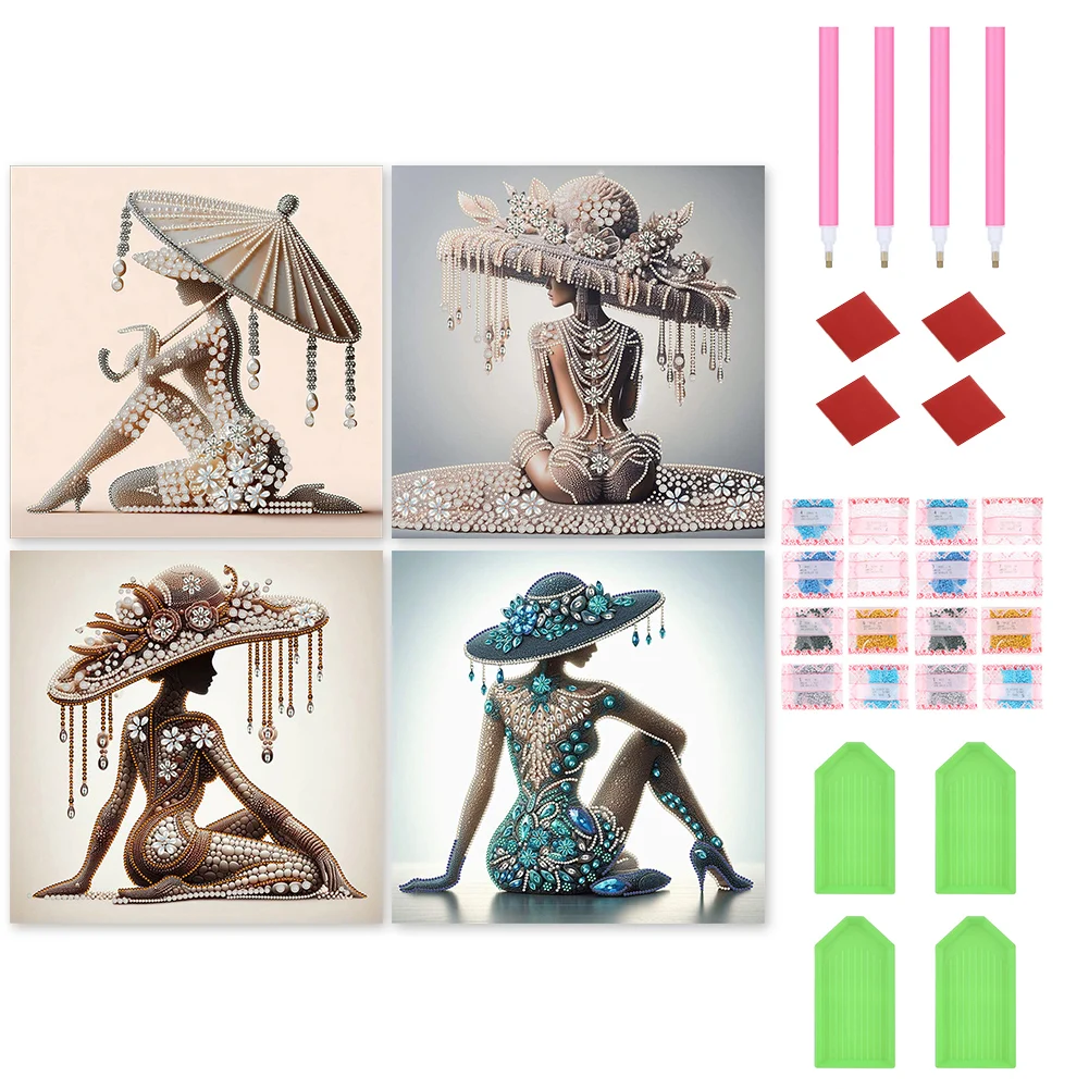 

Набор для алмазной вышивки 5D DIY, 4 шт., 40x40 см, для женщин, с кристаллами специальной формы