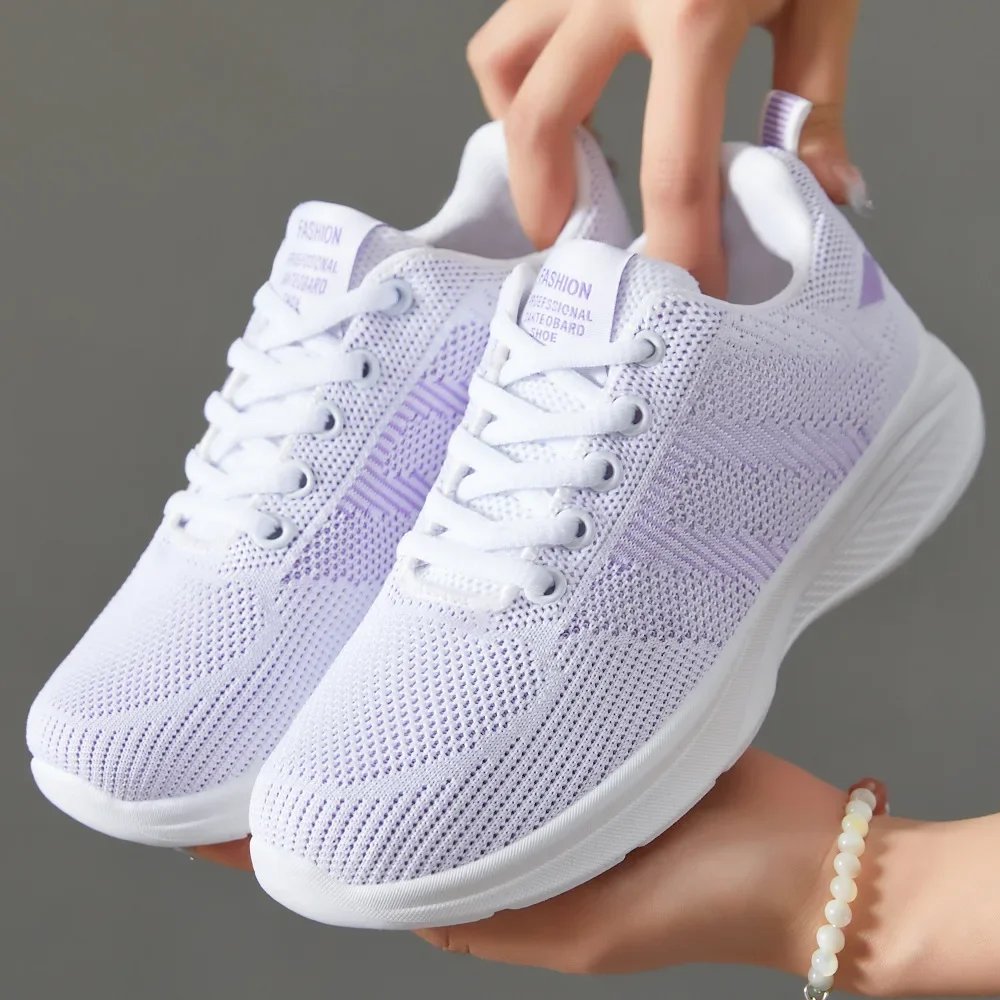 Zapatos deportivos de malla transpirable para mujer, zapatillas informales ligeras de suela suave con bloqueo de Color, novedad de verano, 2024