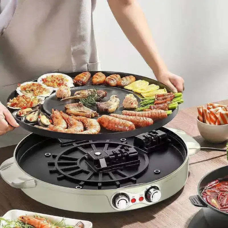 Electric Hot Pot Barbecue Pot Smokeless Non-stick Grilled Hot Pot Dual-purpose Multifunctional