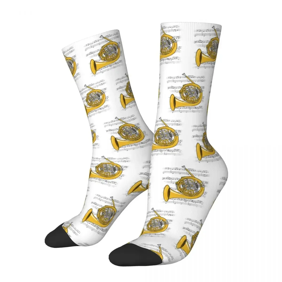 French Horn Player Socks Harajuku High Quality Stockings All Season Long Socks Accessories for Unisex Birthday Present