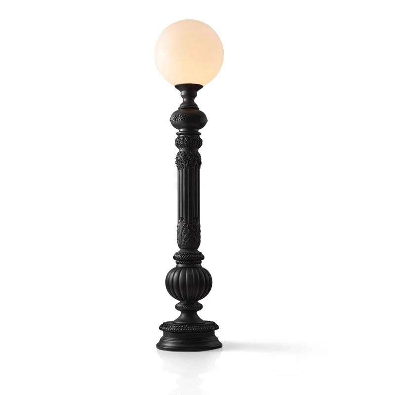 French Antique Floor Lamp Retro Art Living Room Sofa next to High Value Engraved Atmosphere Lamp