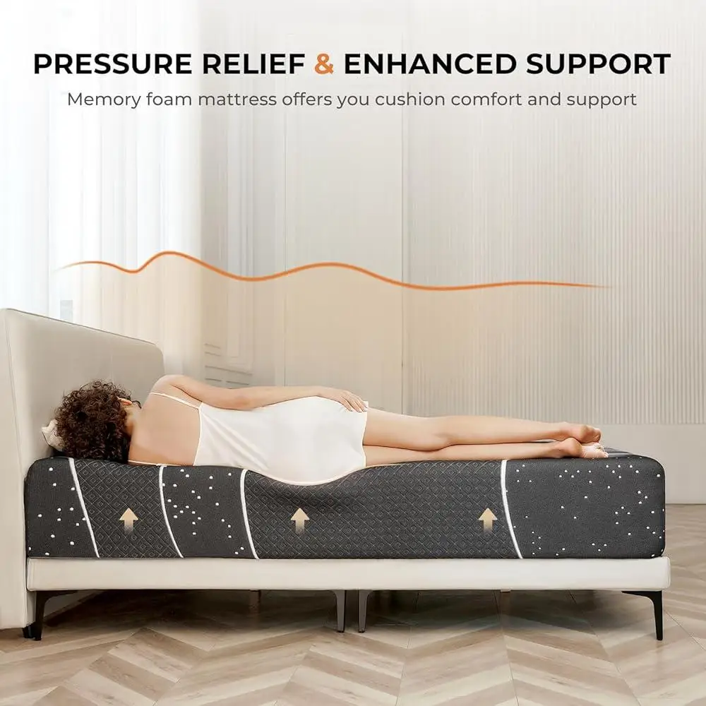 12 Inch King Size Memory Foam Mattress Pressure Relief Motion Isolation Breathable Comfortable Mattress in a Box Starry Pattern