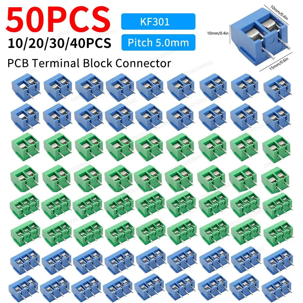 10-50PCS PCB Terminal Block Connector Straight Pin 2P 3P KF301 Pluggable Terminal Blocks Connector for Home Electronics Projects