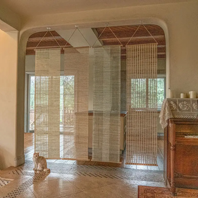 Retro blocking curtain background wall decoration, porch feng shui  curtain free punching