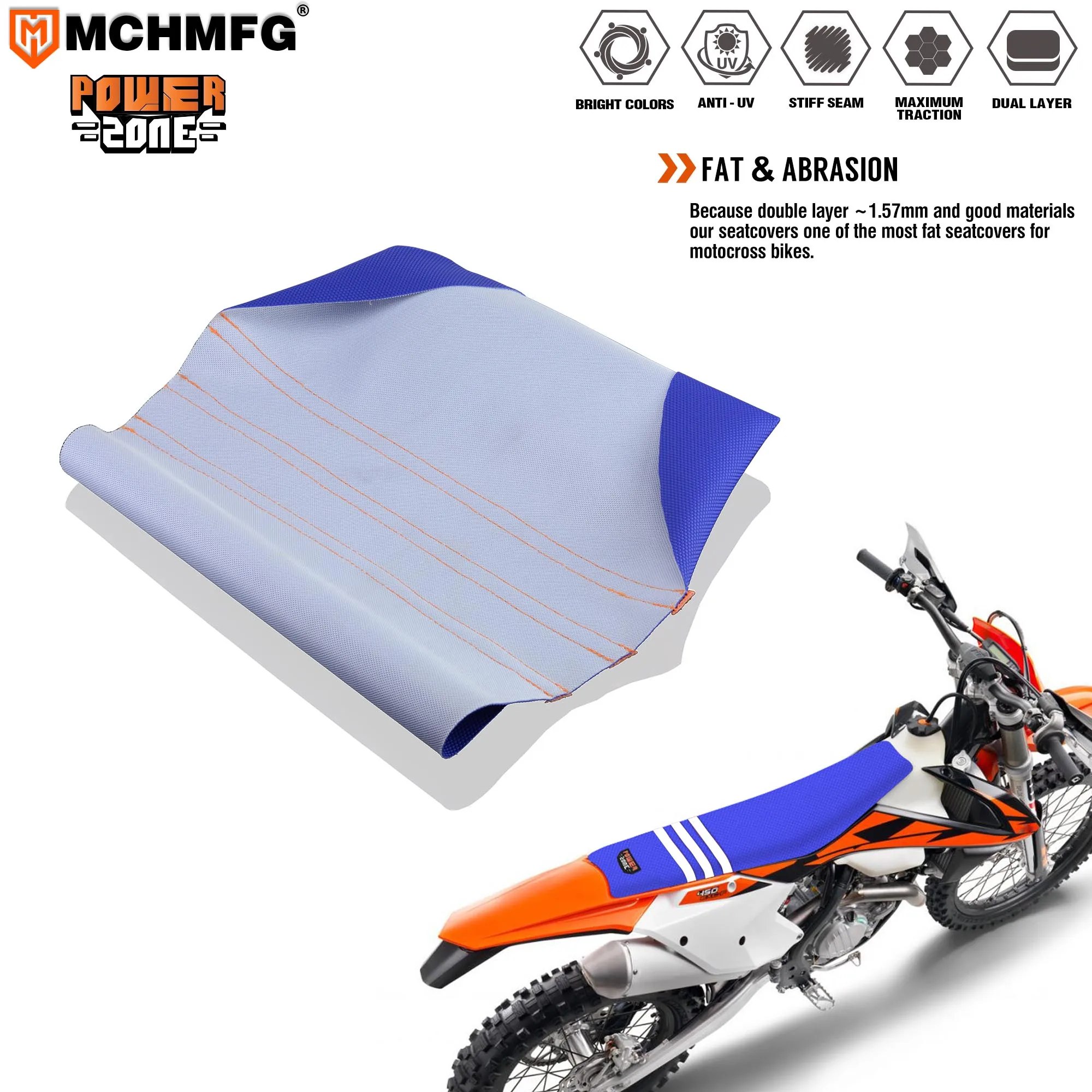 MCHMFG Rib Ribbed Gripper Seat Cover in Waterproof Set Protection Antislip Upset Apply to For SXF EXC KXF CRF YZF WR TC TE 001