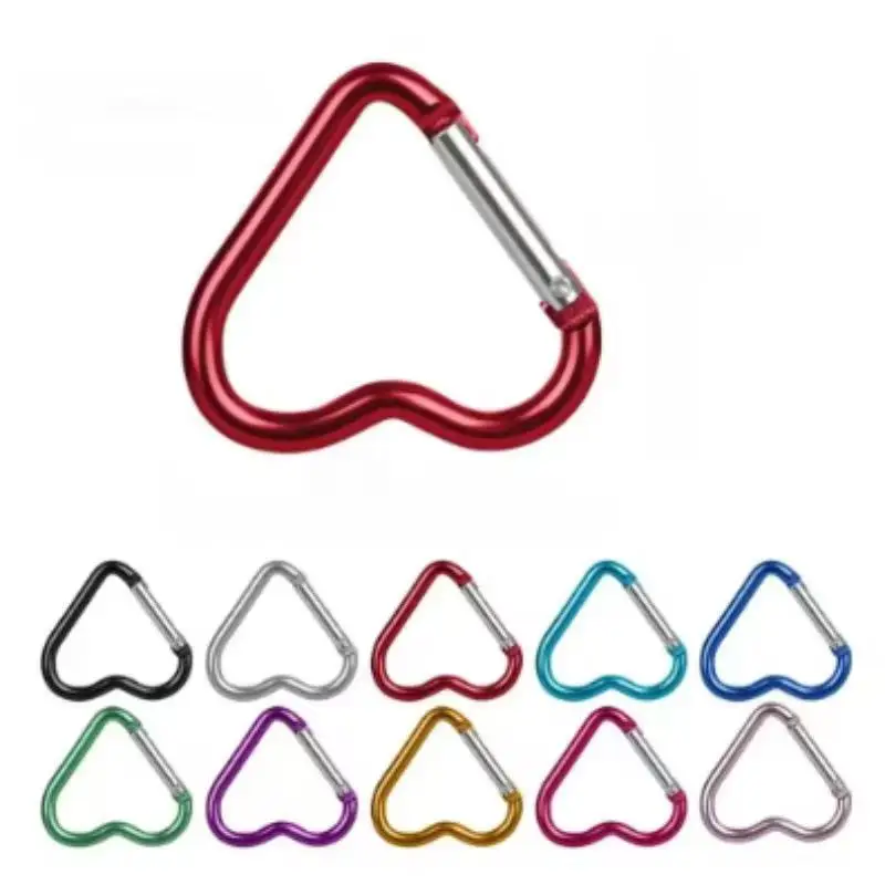 

Heart Shaped Carabiner Keychain Clip Aluminum Outdoor Keyring Hook Water Bottle Hanging Buckle Travel Kit Key Chain Accessories