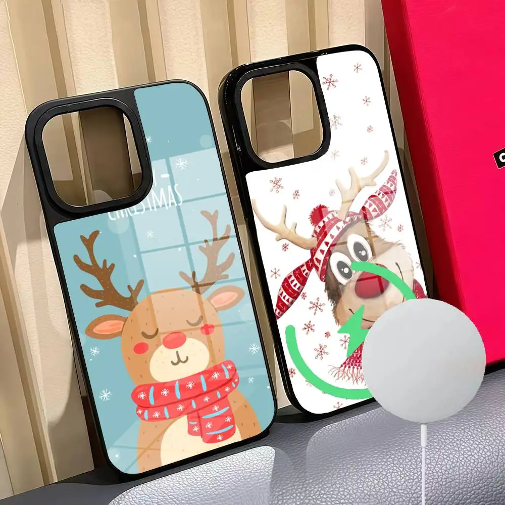 

Merry Christmas Phone Case Phone Case For Iphone 16 15 14 12 11 13 Pro Max Mini Puls Magnetic Glass Cover