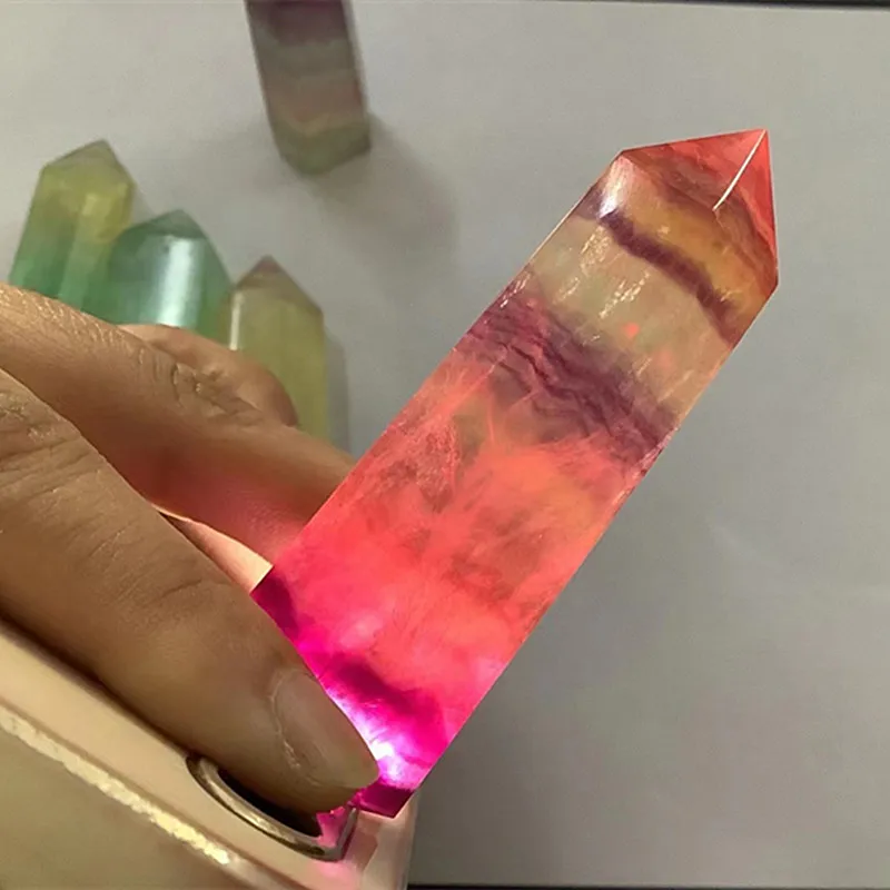 نقطة عصا الفلوريت من الكوارتز الطبيعي ، برج الكريستال عالي الجودة ، ديكور المنزل #4