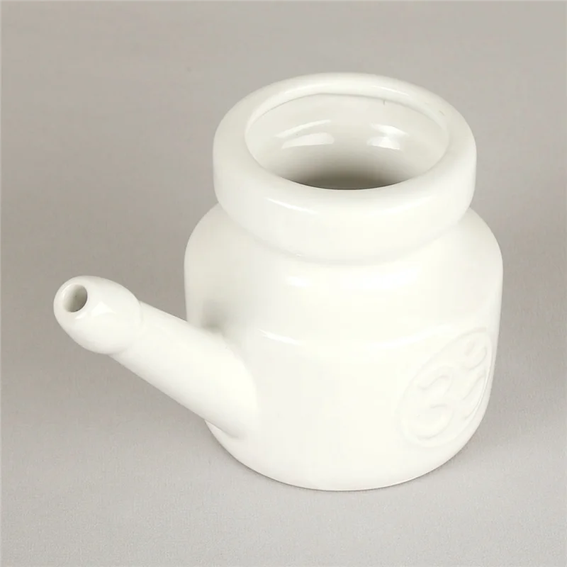 350Ml Ceramic Neti Pot Nose Cleaning Pot Durable Leakproof Spout Pot for Nasal Rinsing Nose Washing Men Women, White