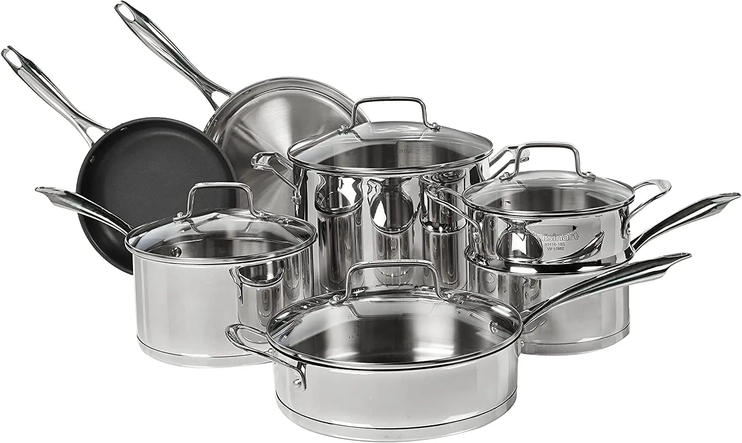 

11-Piece Cookware Set Professional Stainless Steel Oven and Broiler Safe Up To 500 DegreeF Distributes Heat Evenly