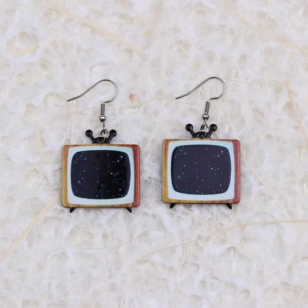 Tv Drop Earrings Unique Retro Colorful Television Dangle Earrings Statement Tv Drop Jewelry Accessories Gift Women Hook Earrings