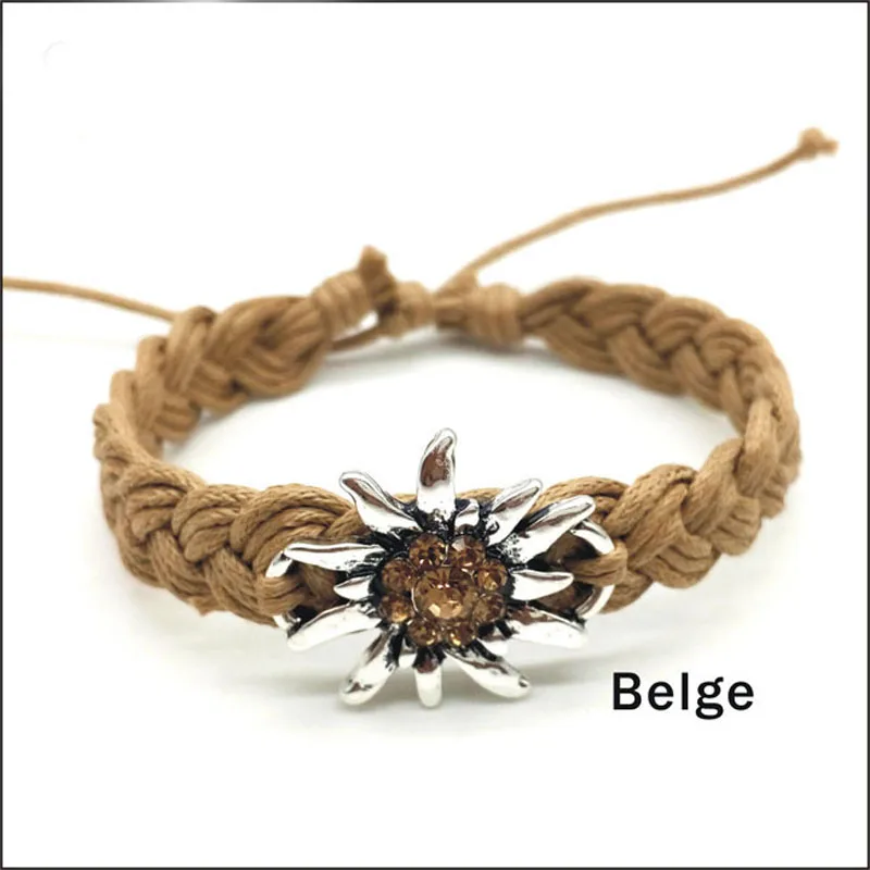 Fashion Handmade Woven Edelweiss Bracelets & Bangles Adjustable Lucky Flower Multicolor Bracelet Women Party Friendship Bracelet