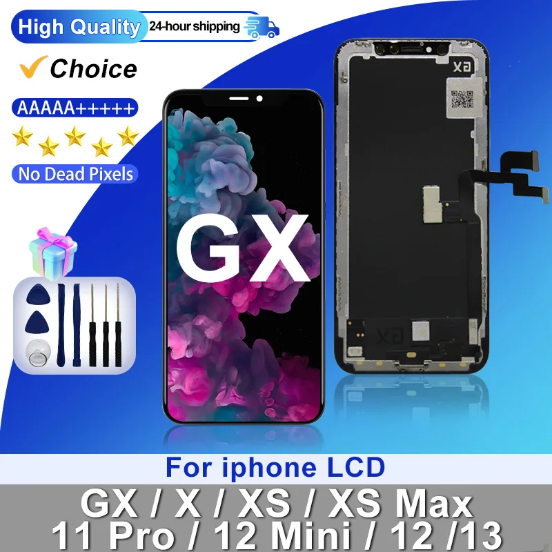 Choice GX OLED For iPhone X LCD XS MAX XR LCD 11 Pro 12 Pro Max 12 Mini 13 Display Pantalla Touch Screen Replacement Parts