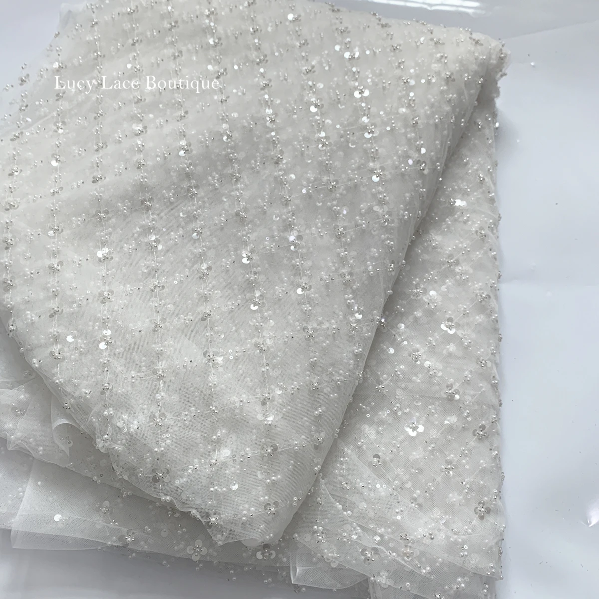 

Beading Lace Fabric for Dress Making 5 Yards Wholesale