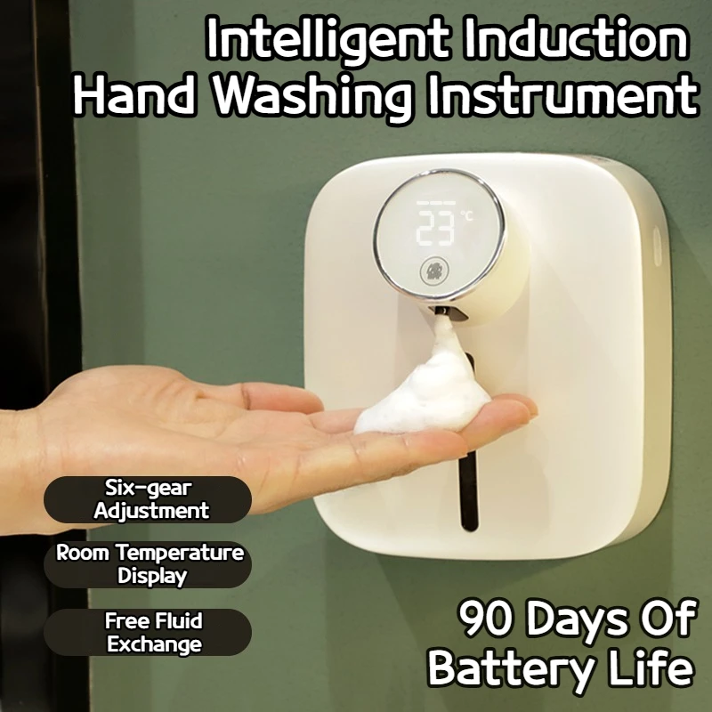 

Touchless Wall Mount Soap Dispenser Automatic Foam Infrared Sensor LED Digital Display Rechargeable USB For Kitchen Bathroom