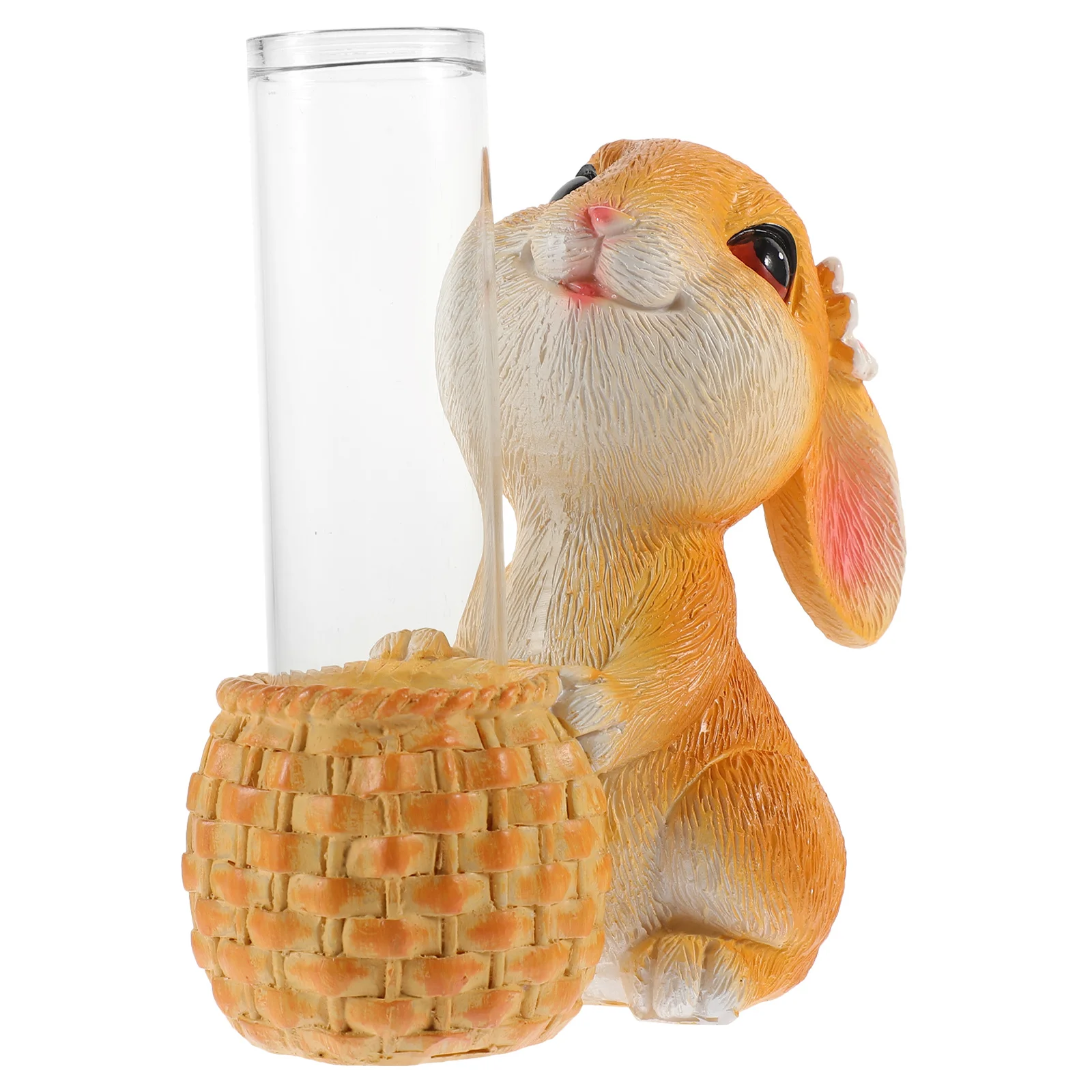 

1Set Creative Rabbit Glass Vase for Home Decor Resin Statue Holding Transparent Tube Flower Planter Modern Simple Design