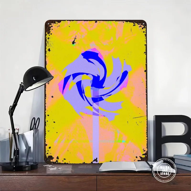 Pinwheel 3D Printed Texture Poster Personalized Wall Art Retro Metal Tin Signs for Bar Accessories Decor Luxury Home Decorations