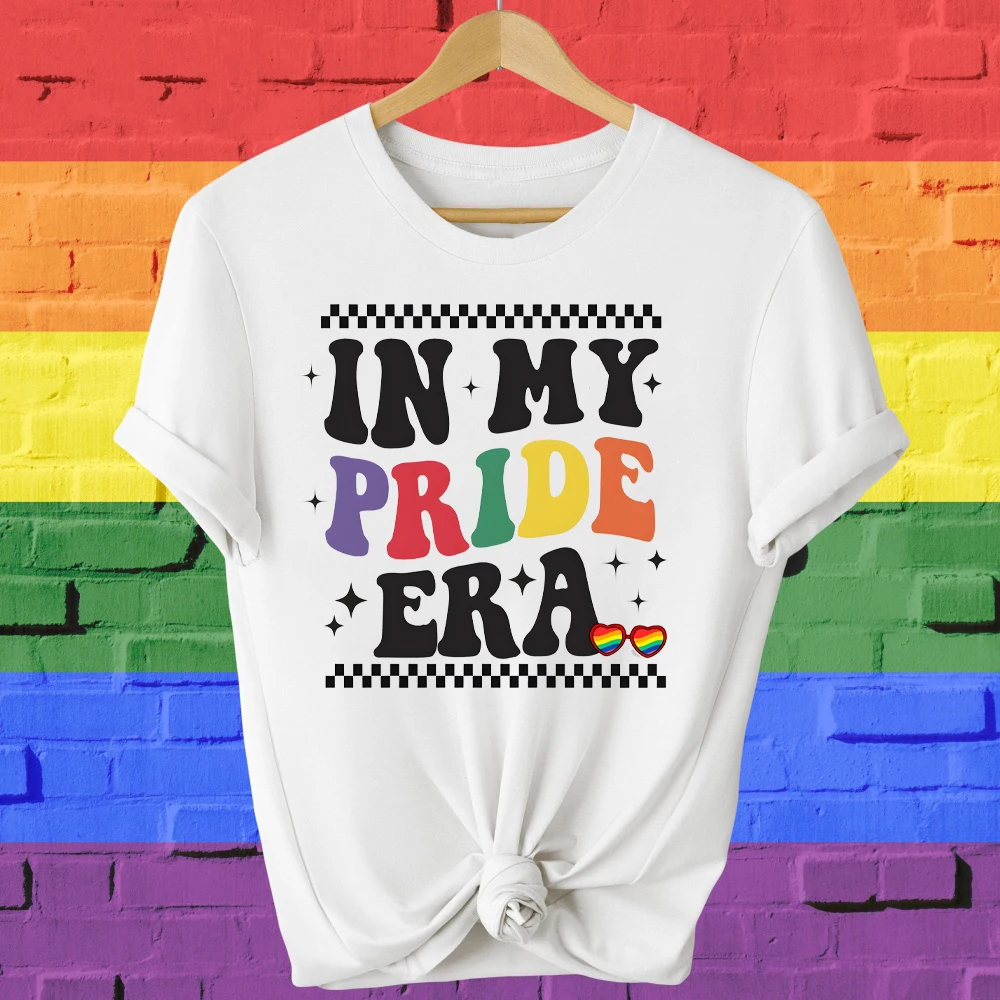 In My Pride Era Print T-Shirt Women Rainbow T-shirts LGBT Pride Month Shirts Retro Love Wins Graphic Tshirt Summer  Clothes