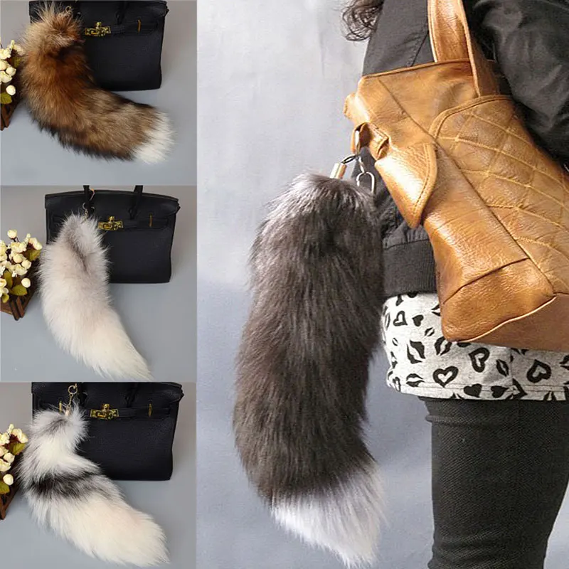 

Fluffy Fox Tail Fur Keychain Keyring Pendant Jewelry Gift Lovely Long 40cm Charm Fashion Handbag Accessories