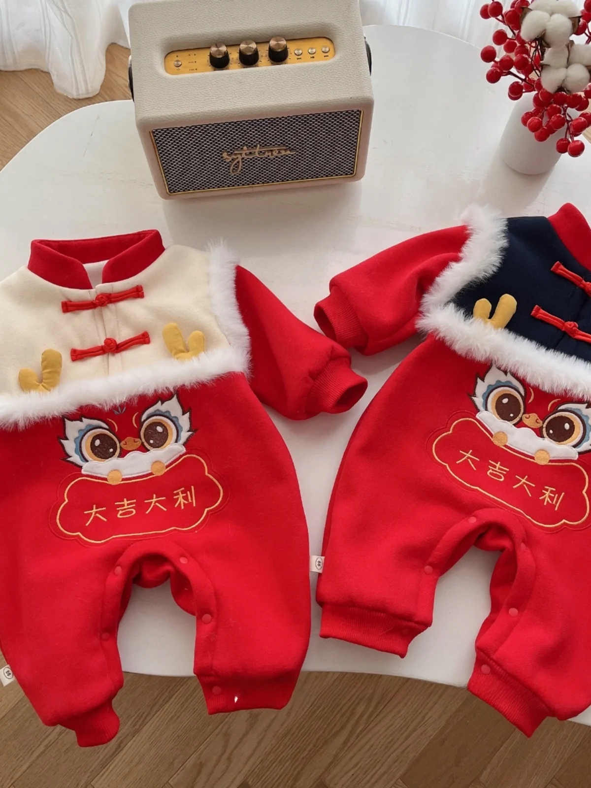 

Утепленный флисовый комбинезон для новорожденных на Новый год, зимний, из хлопка, в этническом стиле, для мальчиков, с хлопковым наполнителем