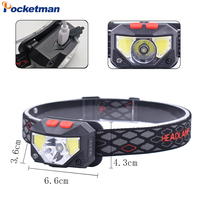 Smart Motion Sensor COB LED Headlight Portable USB Rechargeable Headlamp Waterproof Head Lamp for Night Running Camping Hiking