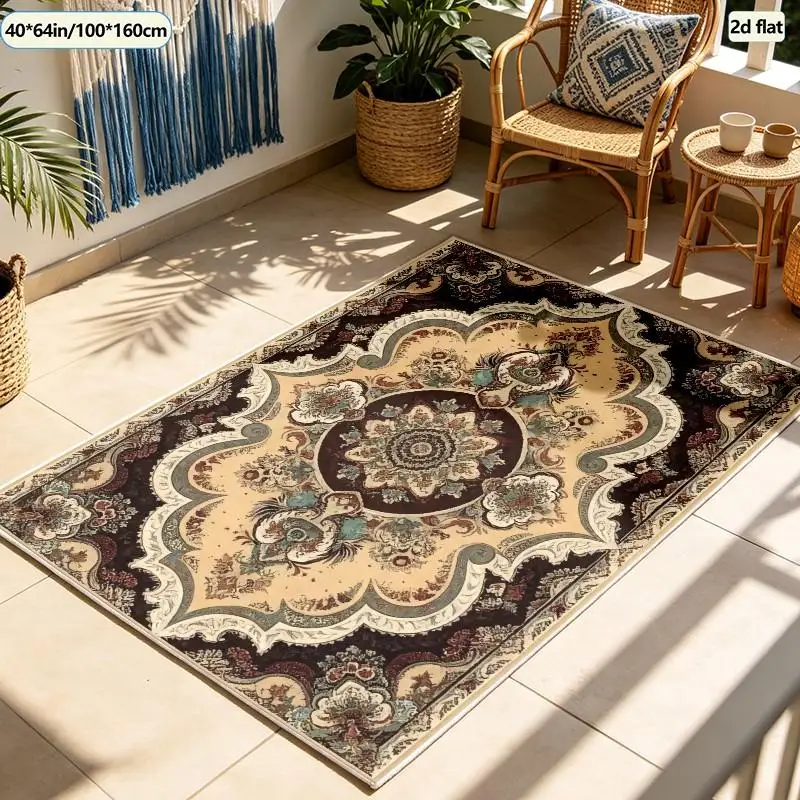 1 Piece of Vintage, Luxurious Traditional Floral Pattern Carpet, Soft and Comfortable, Suitable for All Seasons, Lightweight and Easy to Care For, Suitable for Living Room, Bedroom, Dining Room, Room Decoration, Suitable for Winter and Autumn.