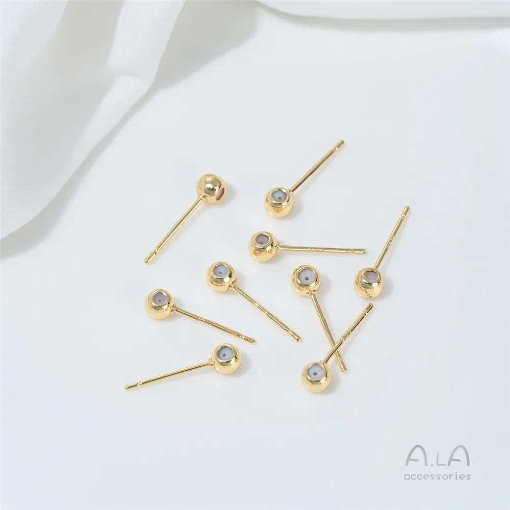 R620 14K Genuine Gold, White Gold, Silicone, Adjustable Ear Studs, Silver Needles, Diy Handmade Earrings, Accessories, Materials