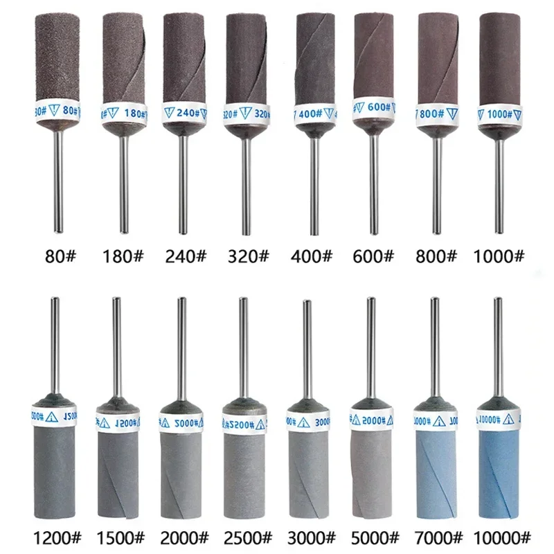1-20pcs Fullsize 80-10000grit Sand Paper Bar 2.35mm Shank Cylinder Sandpaper Rod Grinding Head for Jewelry Making Rotary Tools